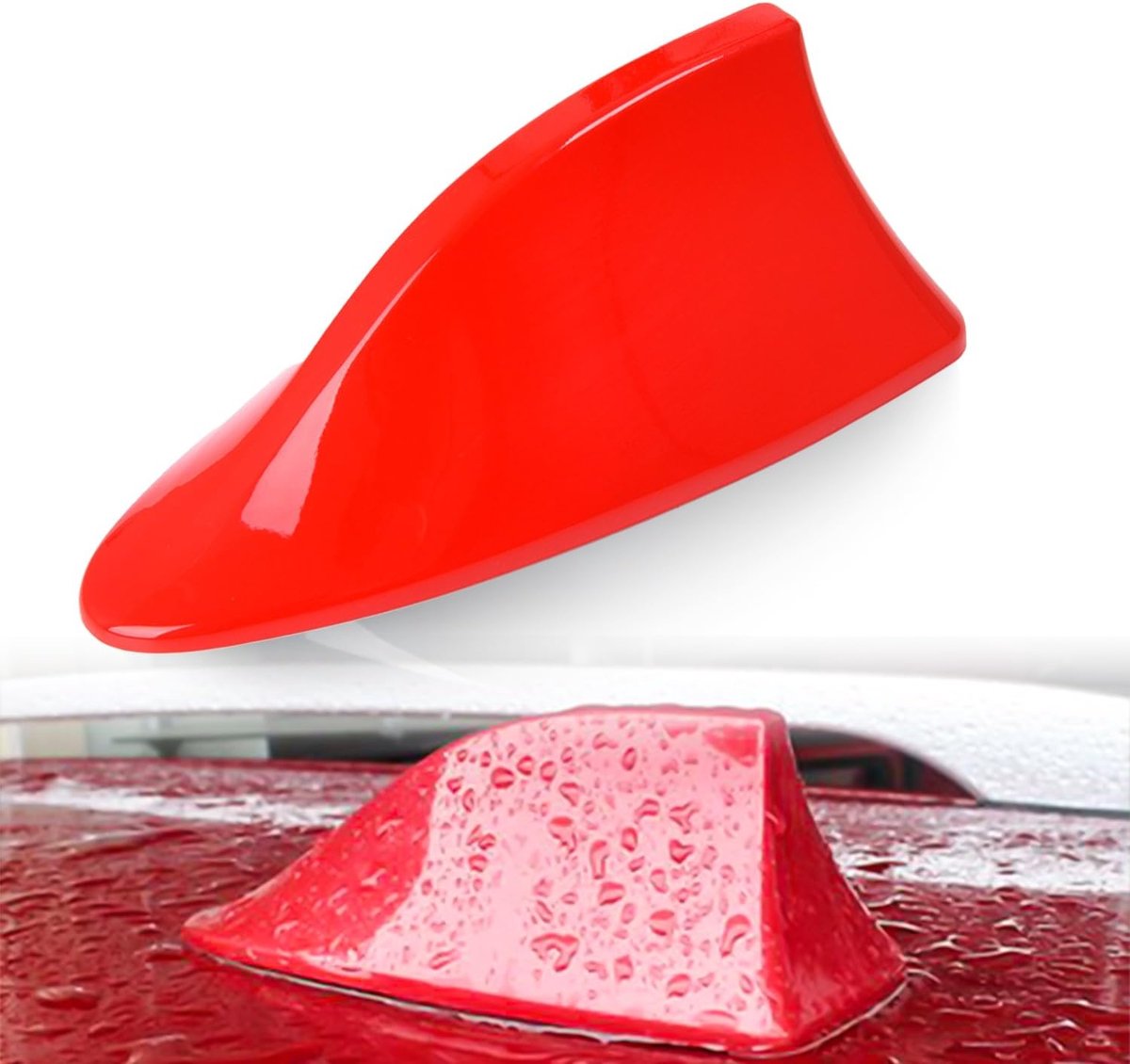 haaienvin antenne voor auto, autoradio-antenne, universele antennevervanging met sterke ontvangstfunctie (rood)