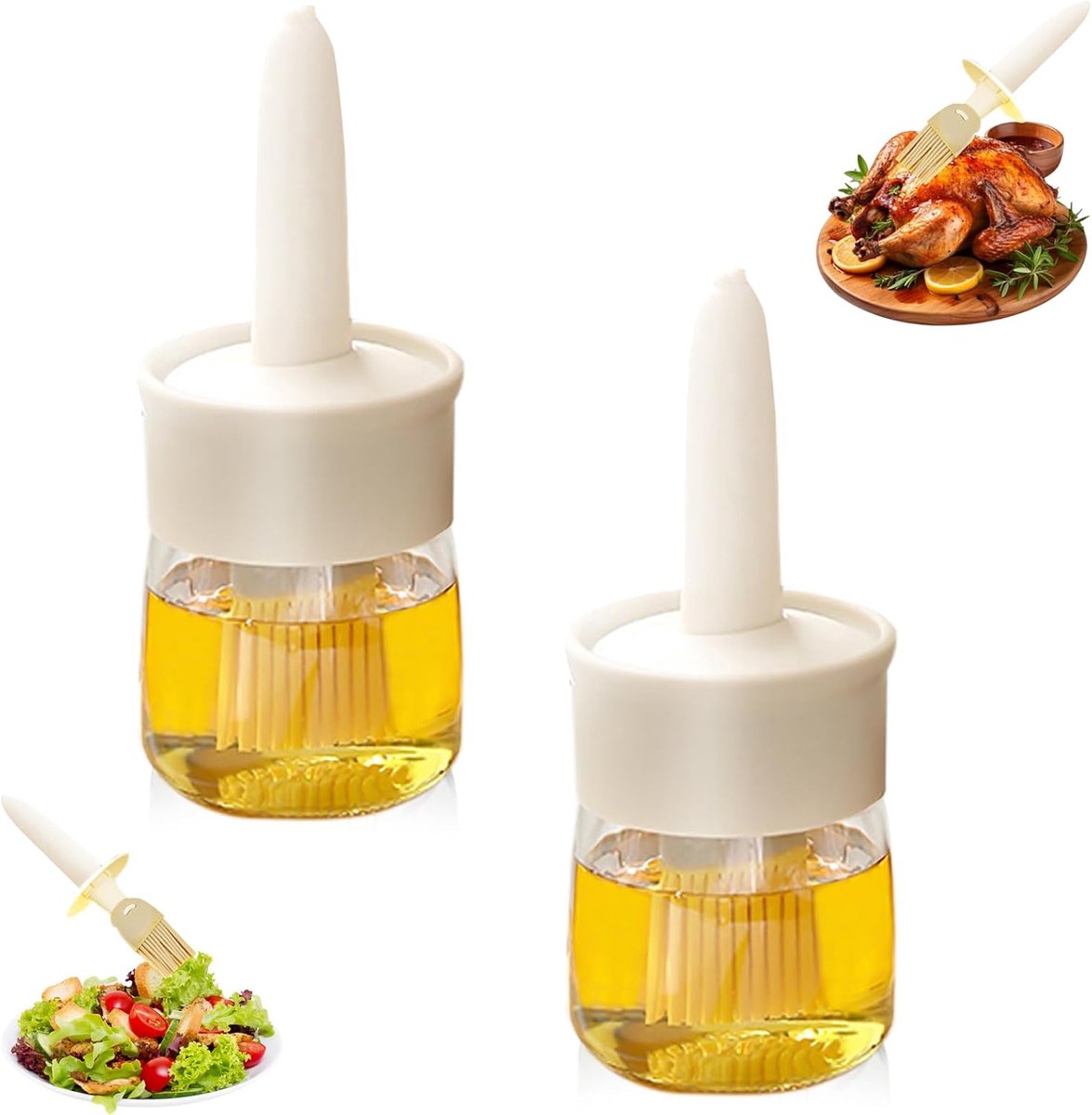 Saus en olie fles set met siliconen borstel - 2-pack, 6,7 oz elk voor het koken BBQ keuken