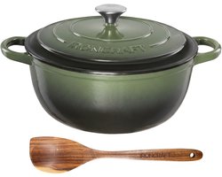 Ozocozy IRONCRAFT Gietijzeren Braadpan 4-6 Personen - 4,7L - Dutch Oven 26 cm - Alle Warmtebronnen…