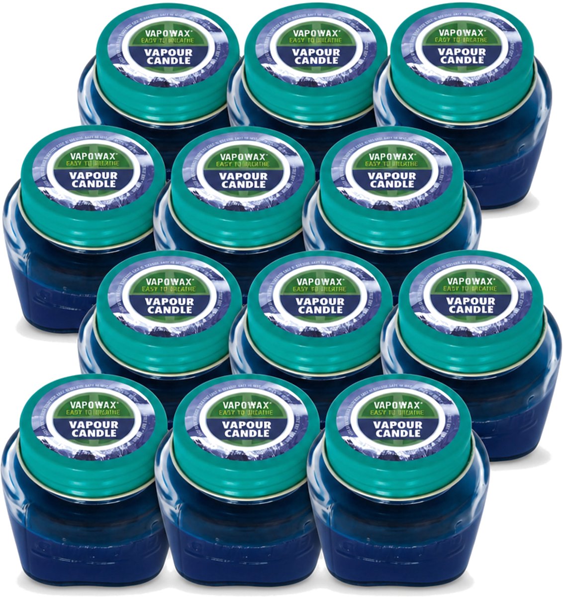 Airpure 12 x Airpure - Kaars Tegen Verkoudheid - Geurkaars - Verlichting bij Verkoudheid - 28,5 g - Voordeelverpakking - 12 stuks blauw