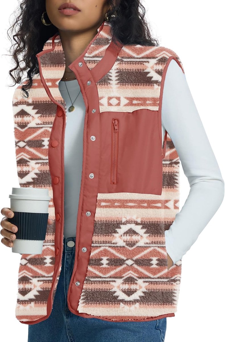 Fleece gilet voor vrouwen, UK button down dames gilet opstaande kraag mouwloos jack met zakken S-XL