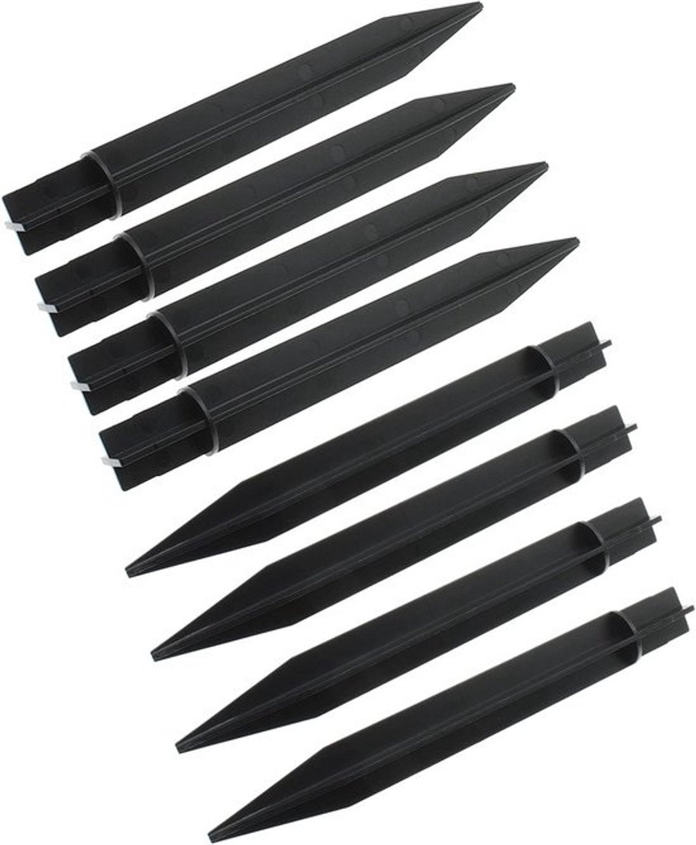 8x Grondspikes 21 cm Vervanging voor Zonne-verlichting – Zwarte ABS Inzetstuks