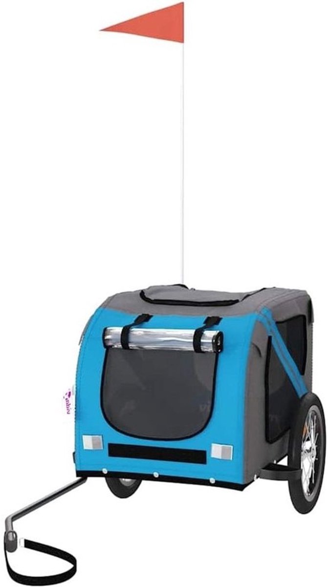 Hondenfietskar - Huisdieraanhanger - Comfortabel reizen - Duurzaam ijzeren frame - 125 x 63 x 66 cm - Blauw en grijs