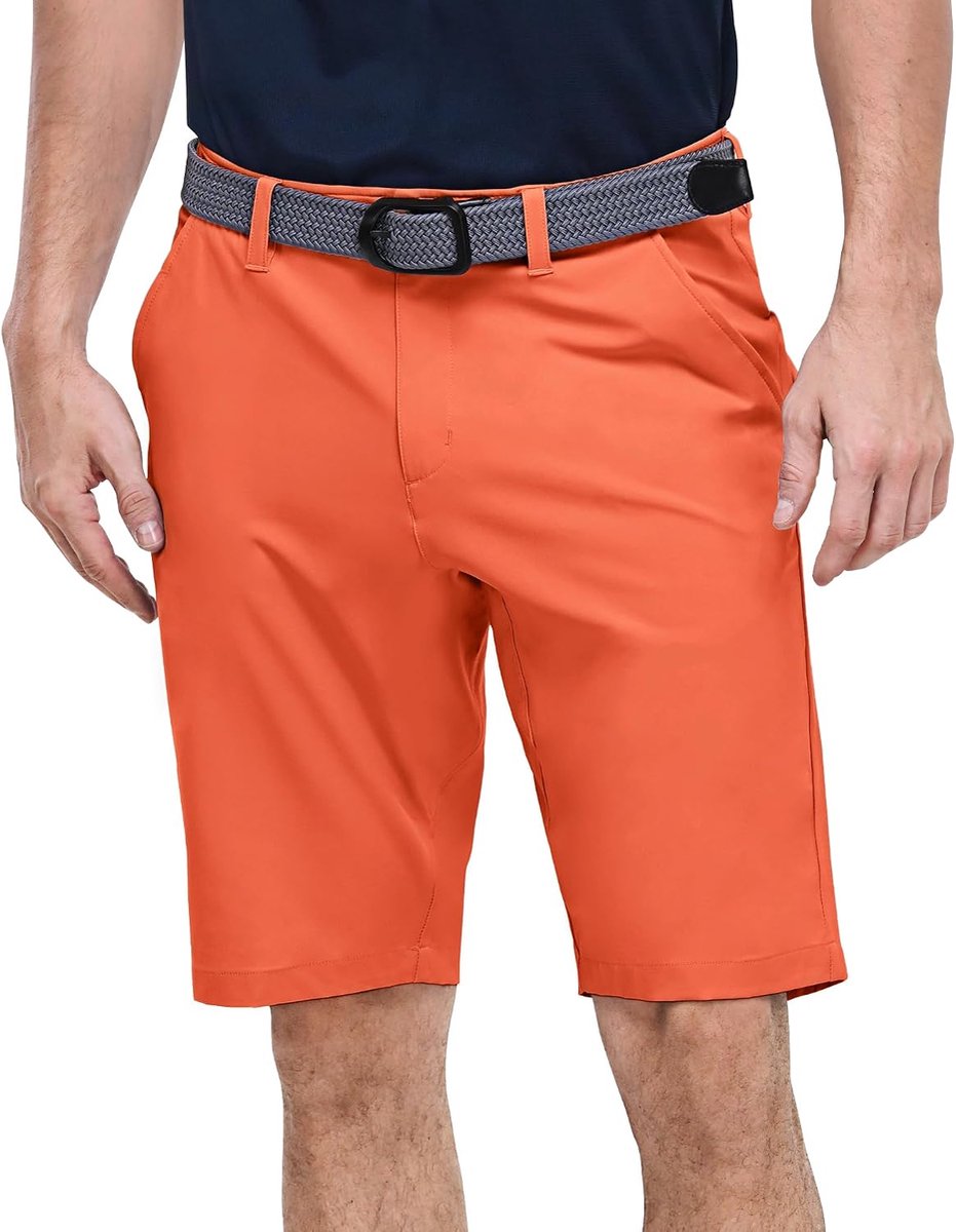 Shorts voor heren, UPF 50+ stretch, Dry Fit, golfshorts, 28 cm, bermuda shorts, lichte sneldrogende korte broek met zakken voor golfen