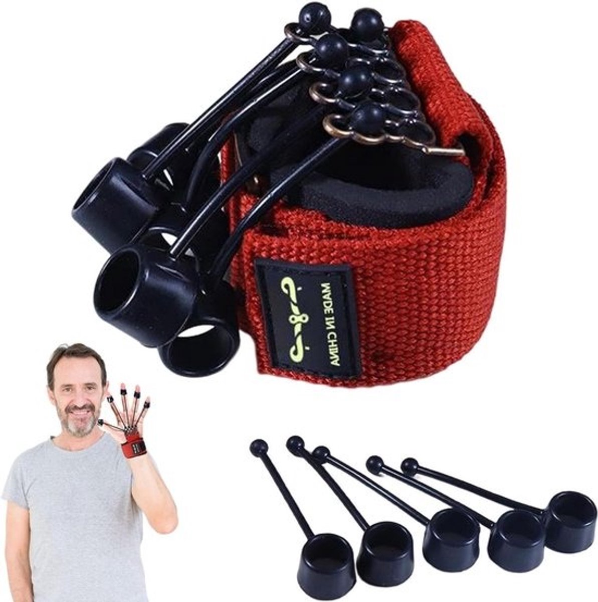 Vingerkrachttrainer - Hand trainer - Kracht opbouwen - Verstelbare weerstand - 18 x 5 x 2 cm - Zwart