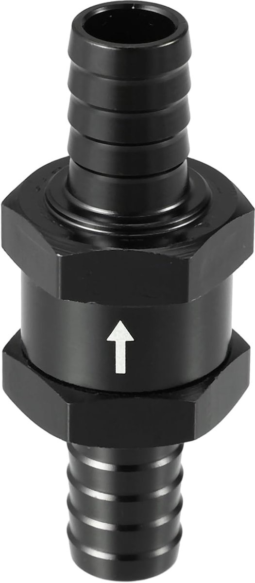 Terugslagklep Eén Richting/Binnenste Niet-Retour Terugslagklep voor Auto Brandstof Benzine Diesel/Duurzaam 0.47" 12mm Buitendiameter / 1 Stuk Zwart