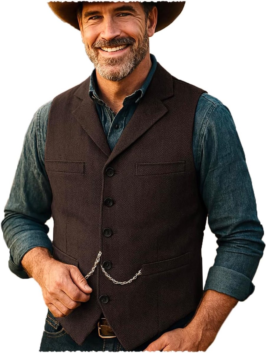 Heren tweed pak vintage vest visgraat wol eindejaarsbal vest getuigen