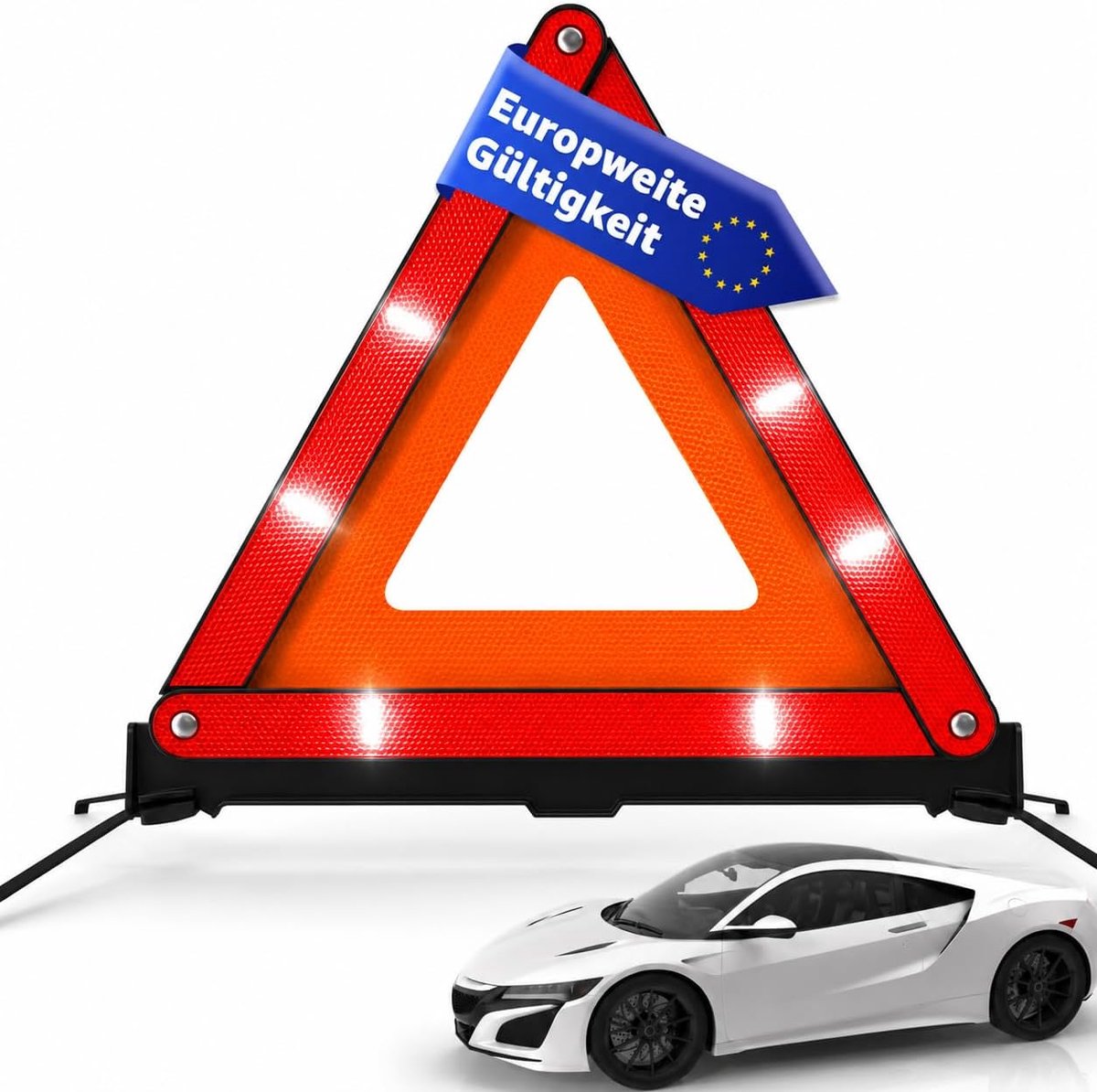 gevarendriehoek ECE R27 prikdriehoek 2026 - nooddriehoek voor auto's volgens StVO - ongeval en pech als autoaccessoires (gevarendriehoek)