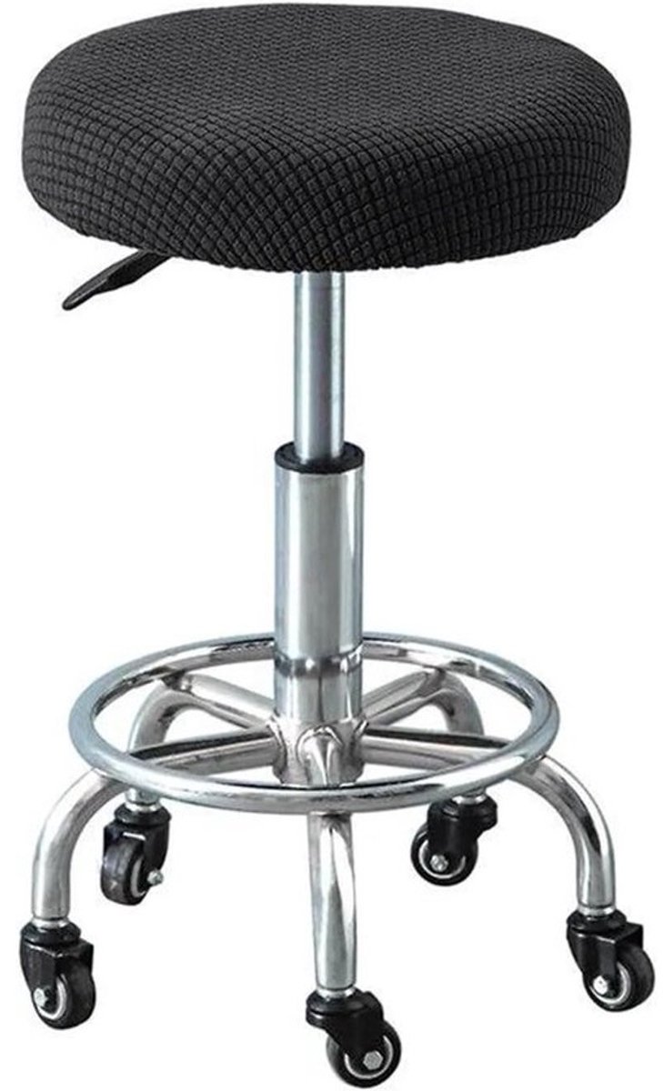 Ronde Kruk Hoezen - Barkruk Zitting - Meubels Beschermen - Afneembaar en Wasbaar - 30-36 cm Diameter - Zwart