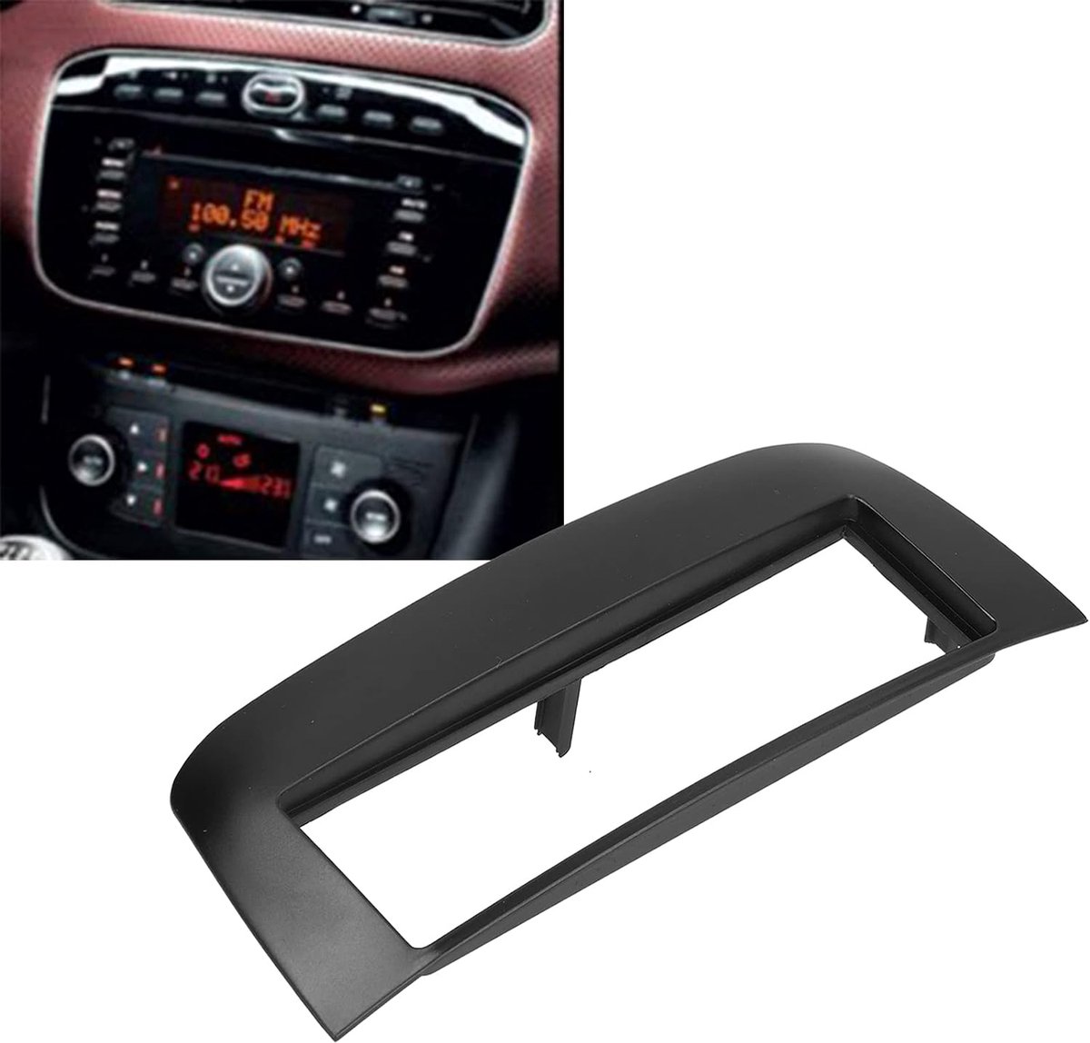 Dailygoods- Radio Fascia Nauwkeurig geproduceerd - 1-Din Bezel - ABS Materiaal - Stijlvol Ontwerp - Geschikt voor Punto EVO 2009-2017 - Eenvoudige Ins