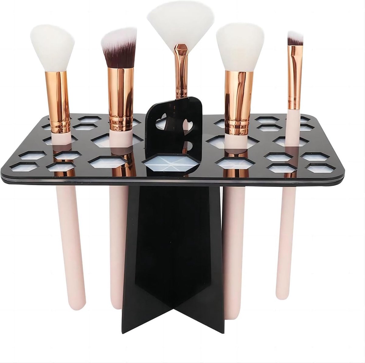 Byshayne- Penseelhouder Grote Capaciteit - Draaibaar - Opvouwbaar - Borstelhouder - Cosmetische Organizer - Natuurlijke Haren - Make-up Organizer
