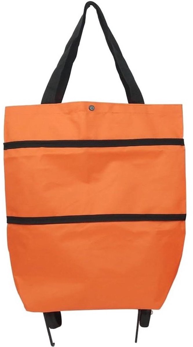 Boodschappenkar met Wielen - Dolly Kar - Boodschappen Vervoeren - Opvouwbaar Ontwerp - Grote Tas - Oranje
