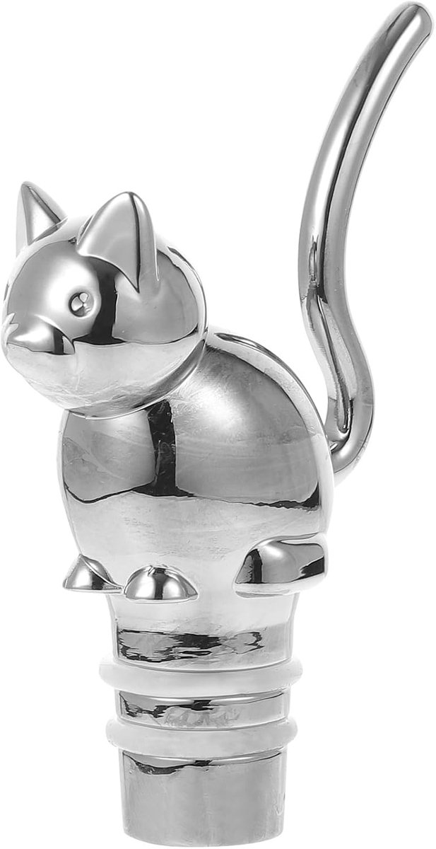 Dailygoods- Wijnstopper Luchtdichte Afdichting - Flessenstop - Grappig Kattenontwerp - Decoratieve Stopper - Huwelijkscadeau - Afmetingen 8,3 x 5,8 x