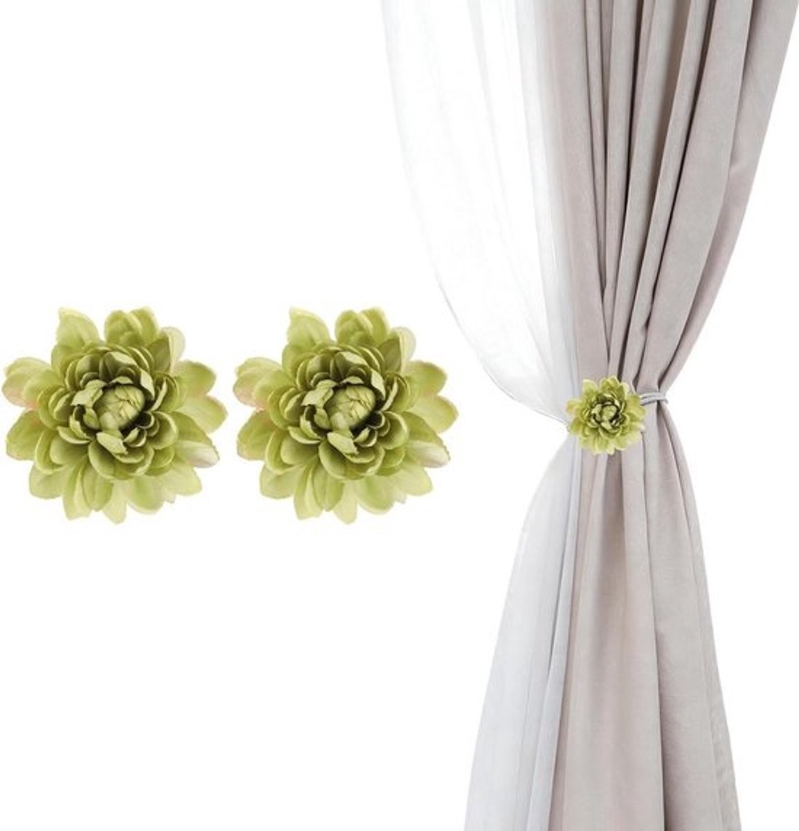 Bloem Gordijn Tiebacks - Gordijn Clips - Venster Decoratie - Kunstmatige Bloem Design - 2 stuks - Donkerpaars