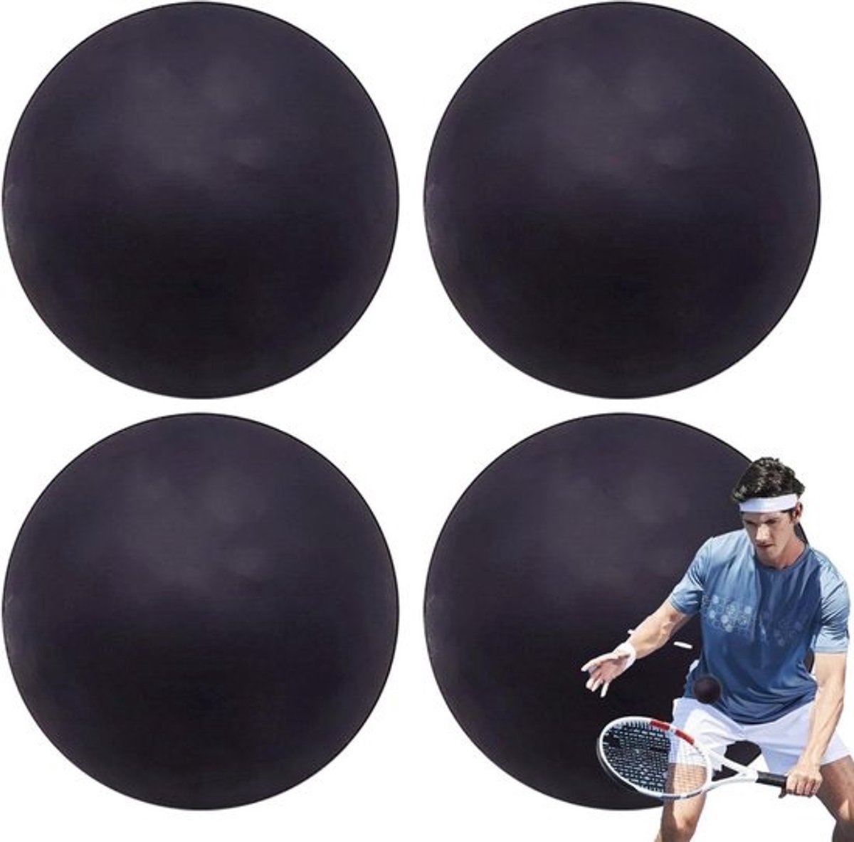 Squash Ballen - Wedstrijdpompoenbal Speelbal - Sport Training - Hoge Elasticiteit - 6.1 cm Diameter - Zwart