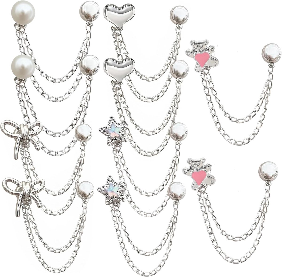 10 PCS Broek Clips Voor Dames Strik Hart Ster Beer Parel Broekspeld Jeans Clip Verkorter Kledingclip Broek Accessoires Zoom Clip