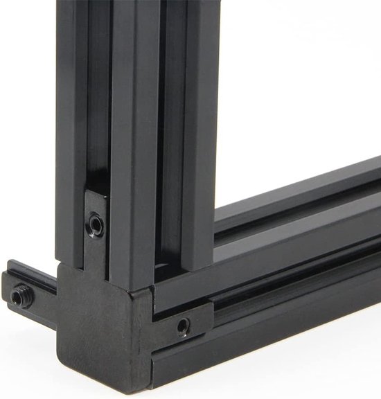 3-weg hoekverbinder voor 40x40 aluminium extrusieprofiel, zilver, Europese standaard, set van 4 met schroeven (zwart, 4 stuks) — afbeelding 3