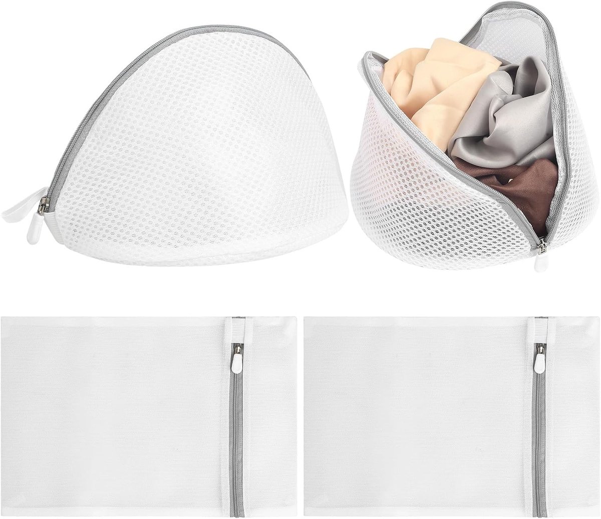 2 stuks wasnetten voor wasmachine en 2 stuks wasnetjes, waszak voor ondergoed, beha's, sokken (2 modellen)