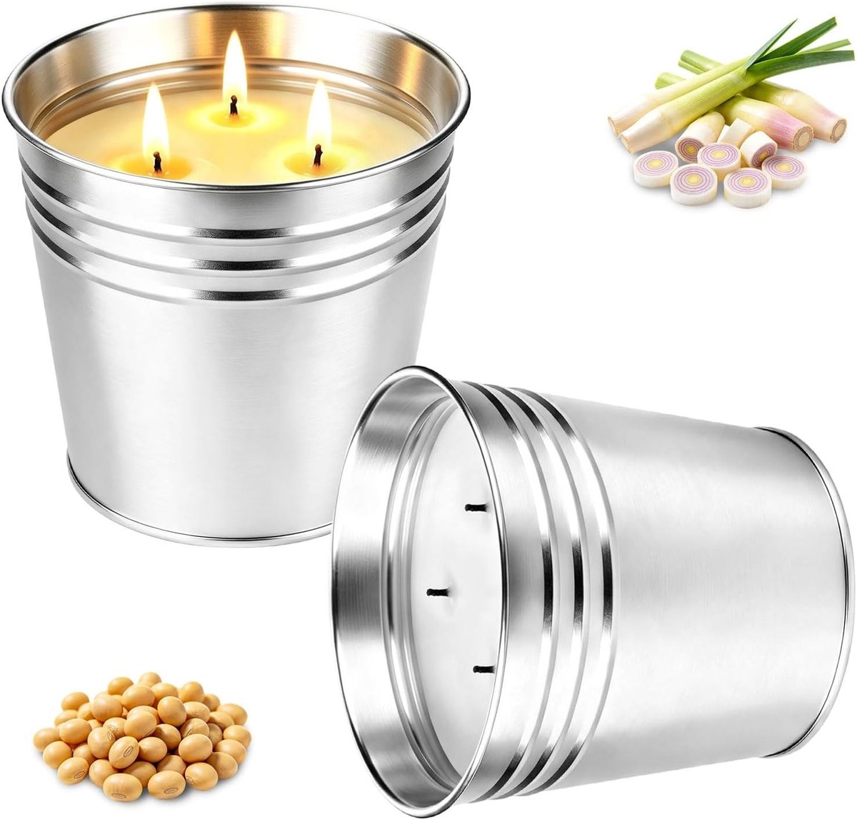 Grote Citronella Kaarsen voor Buiten - 2 Stuks, Ideaal voor Insectenbestrijding en Tuinverlichting