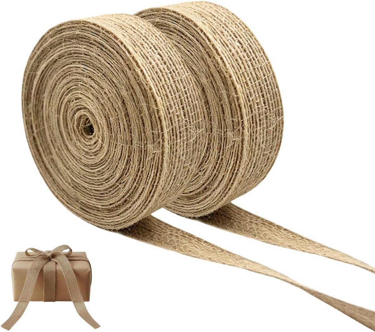 2 Rollen Juteband, 2cm x 10m Jute Lint Voor Knutselen