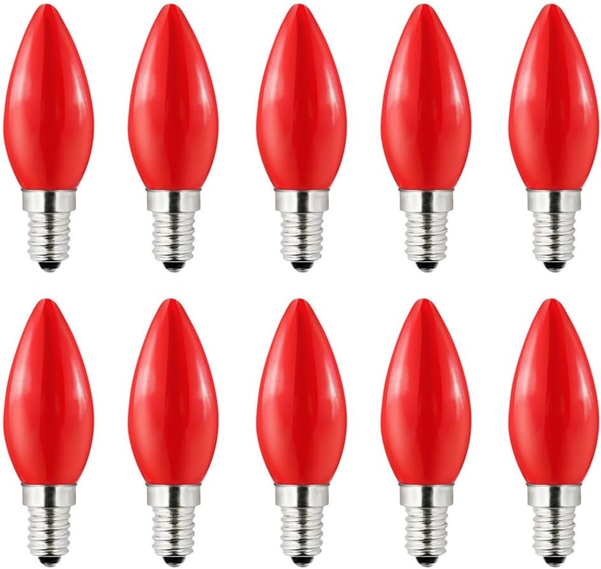 gloeilampen E14 1W, voor lichtsnoeren, feest, kerstdecoratie, rood, 10 stuks