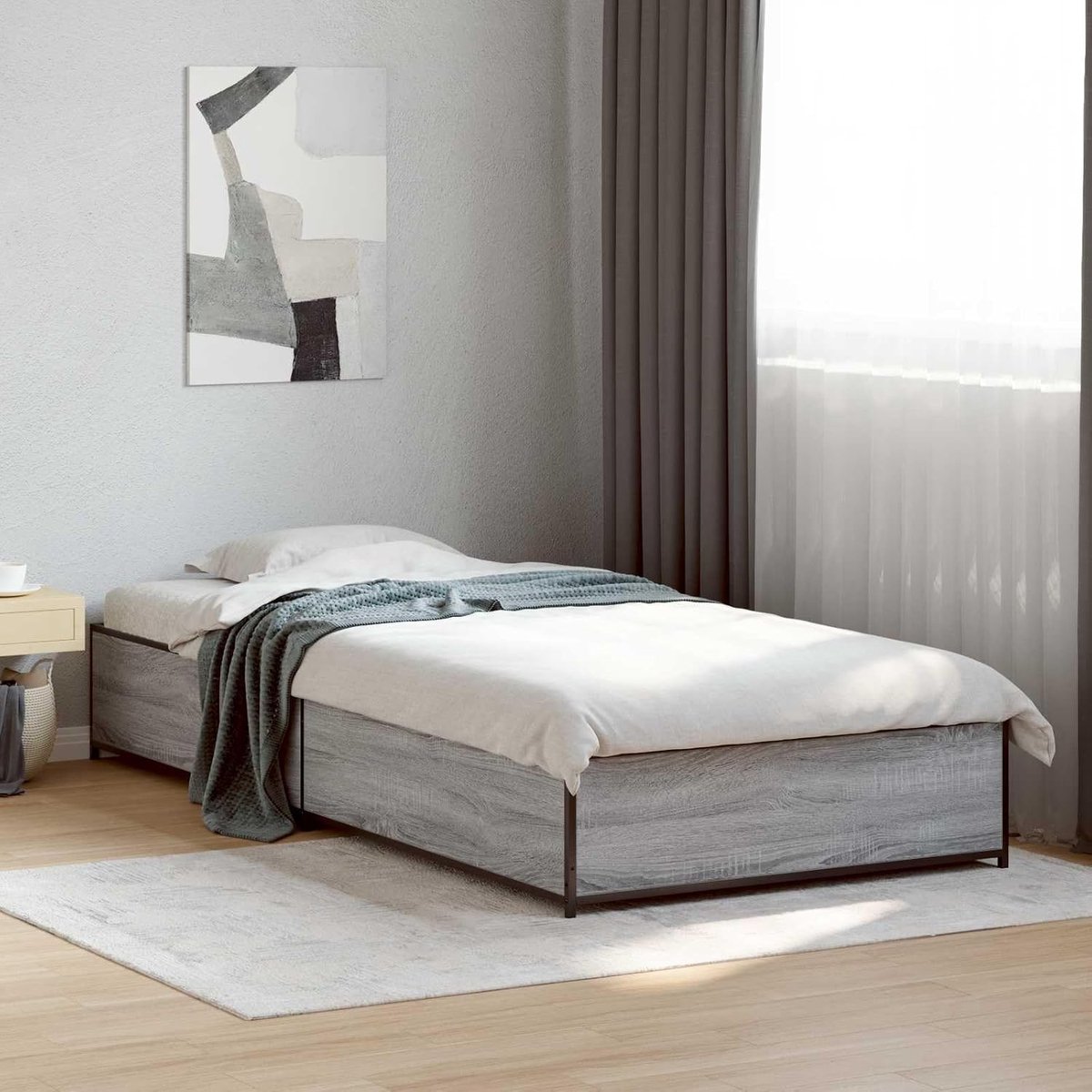 hout bedframe modern design 80 x 200 cm grijs