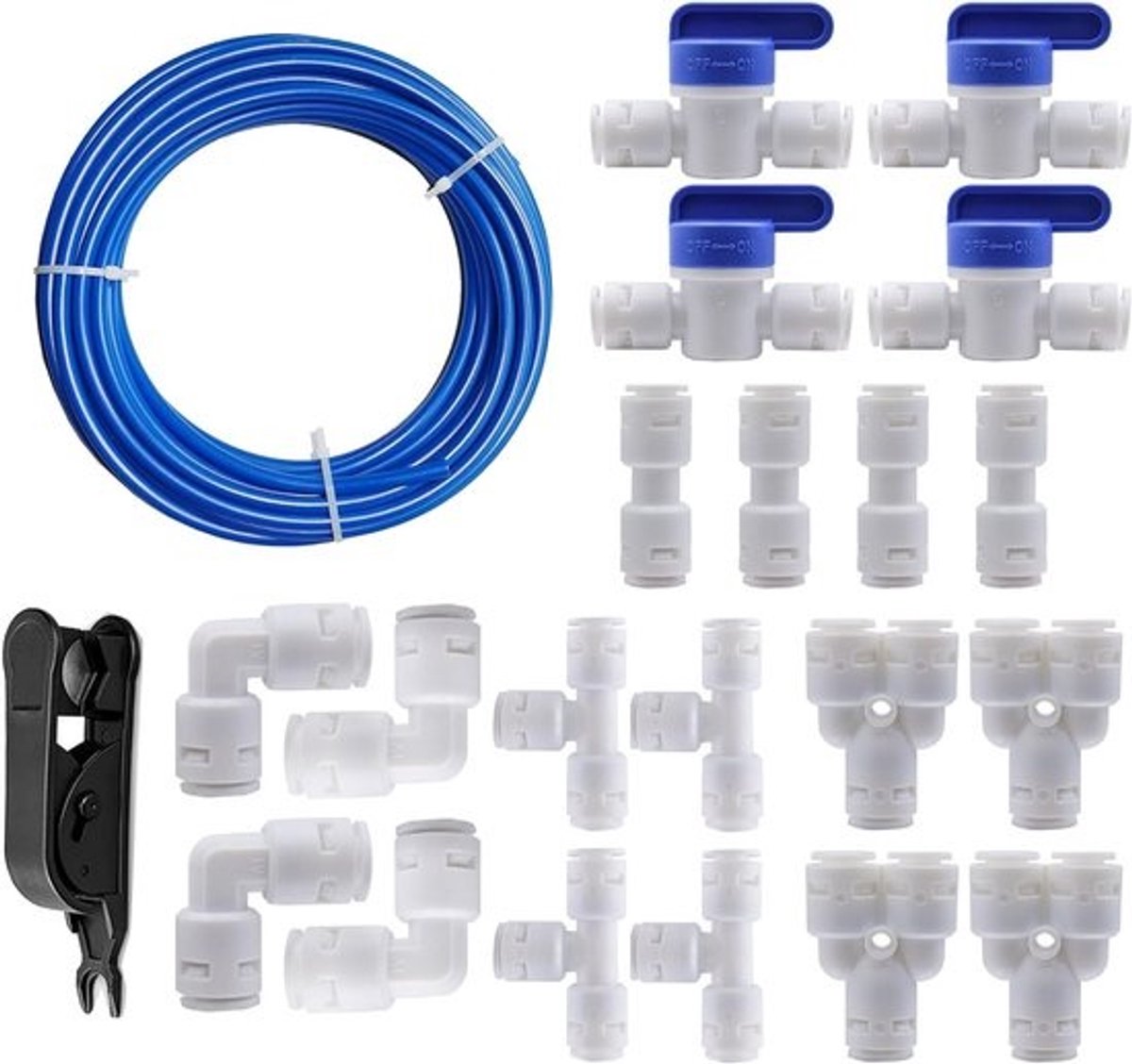 Universele Waterleiding Aansluitset 20 Meter Blauw voor Waterfilters en Koelkasten
