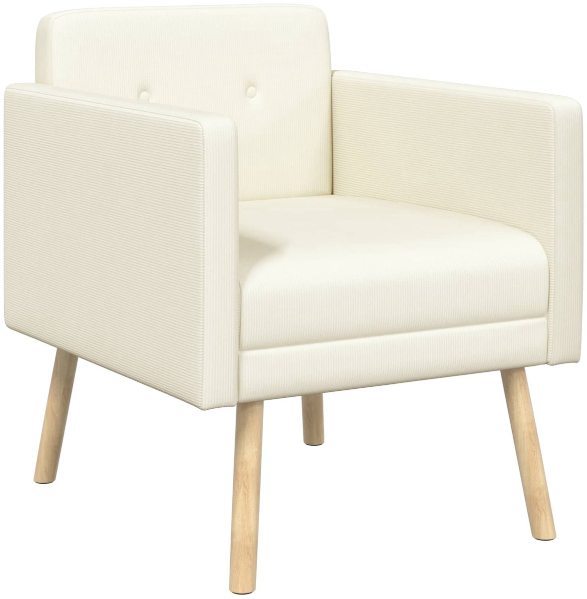 vidaXL Accentstoel - Crèmekleurig - Corduroy - stof