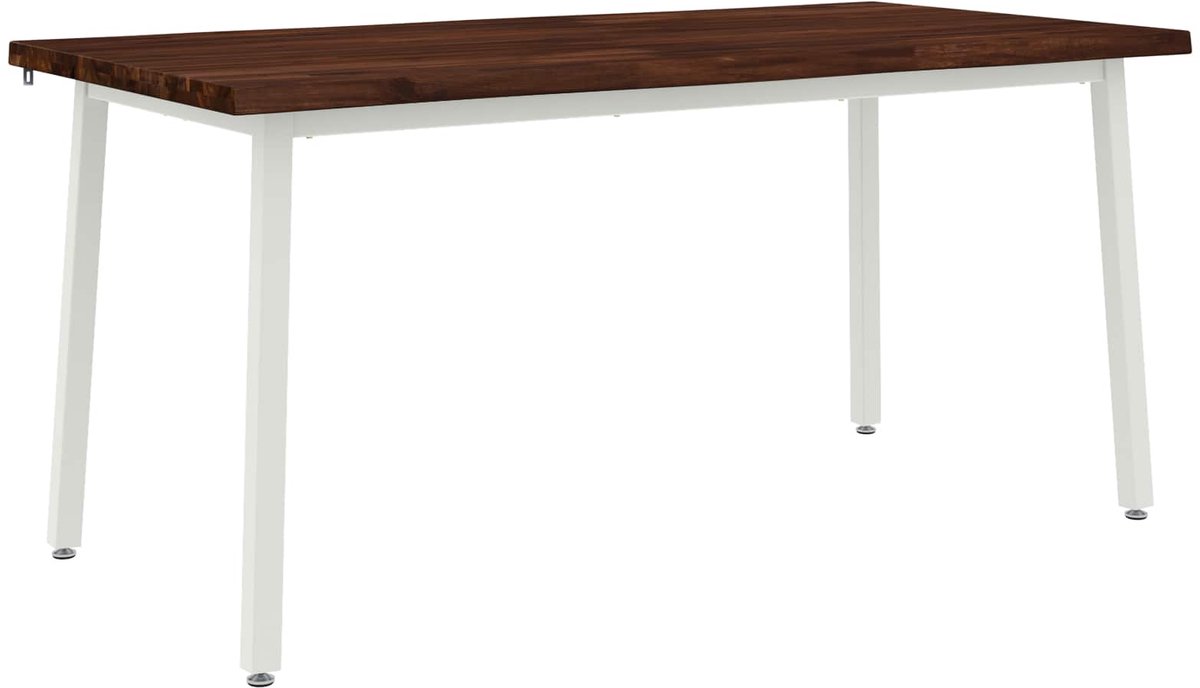 vidaXL Eettafel - met - levendige - rand - 160 - x - 90 - x - 75 - cm Donkerbruin