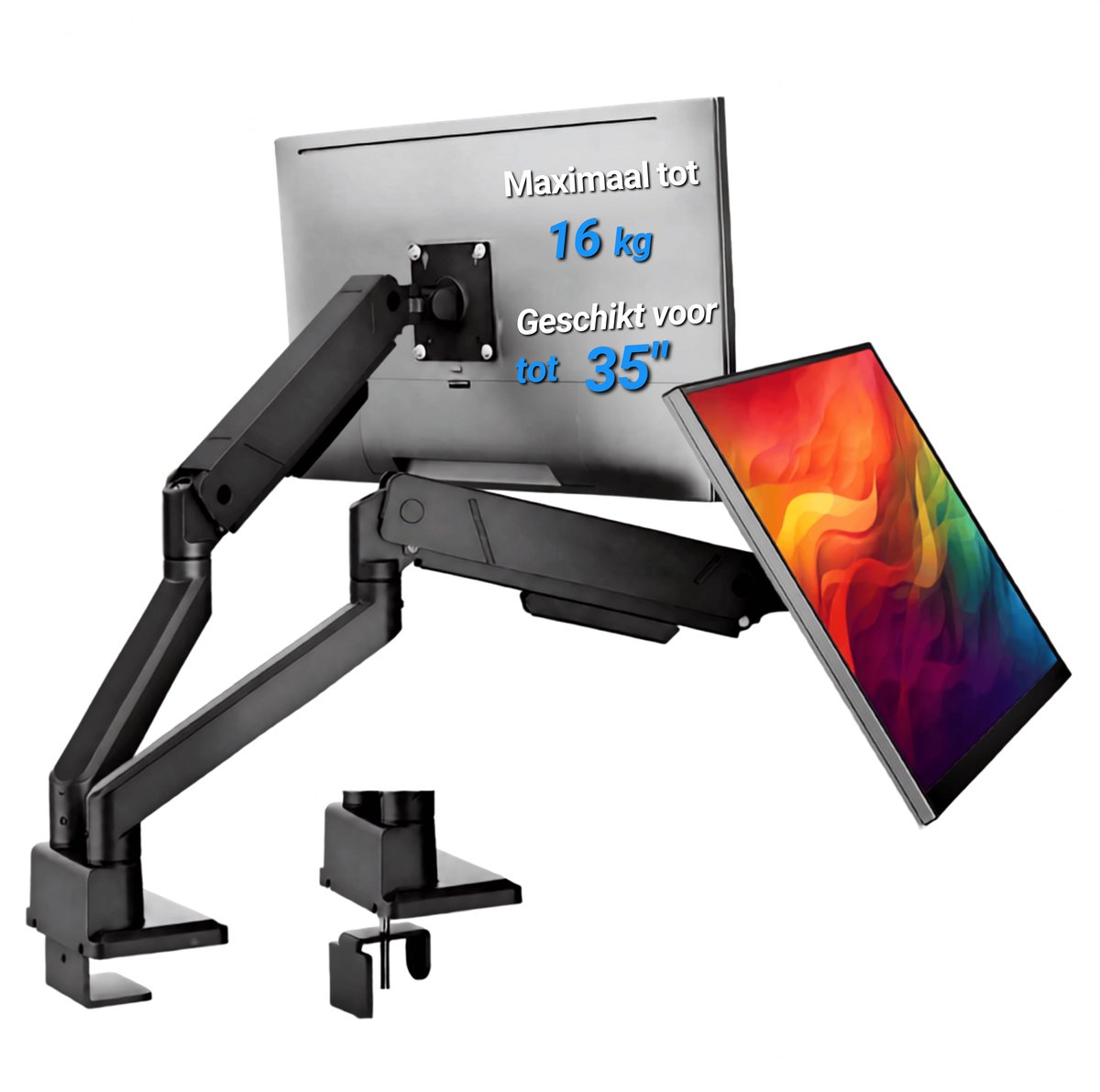 Bol.com LEVANTU® Dubbele Gasveer Monitor Arm - Monitorbeugel met Gasveer - Monitorarm 2 schermen 35 inch- 16kg - Scherm beugel -... aanbieding