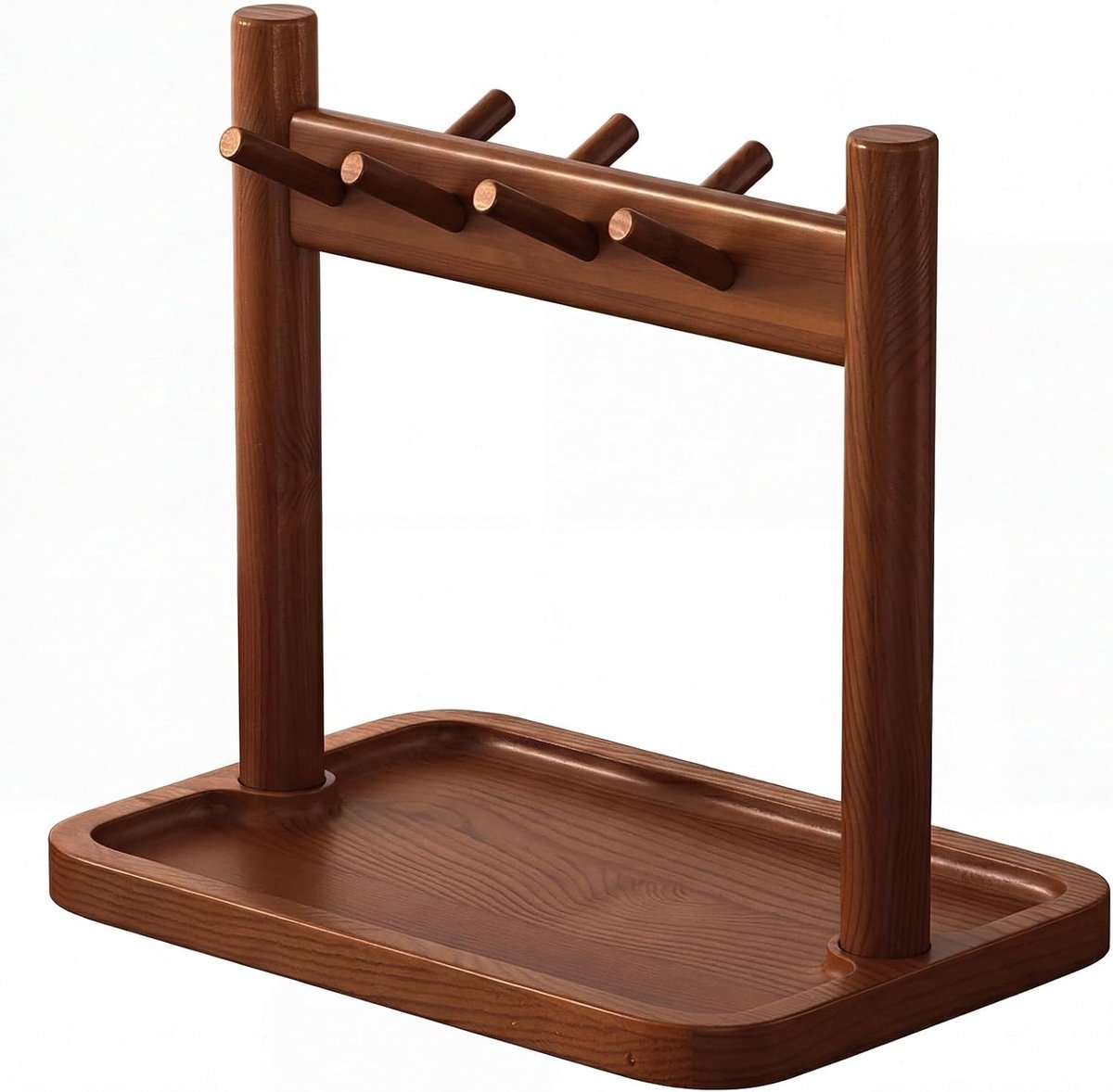 Opbergrek - Sieradenhouder - Houten Sieradentray met 8 Haken - Opbergschaal voor Sleutels, Sieraden en Accessoires - Eenvoudig te monteren - Acaciahout - Natuurlijk - 1 stuk