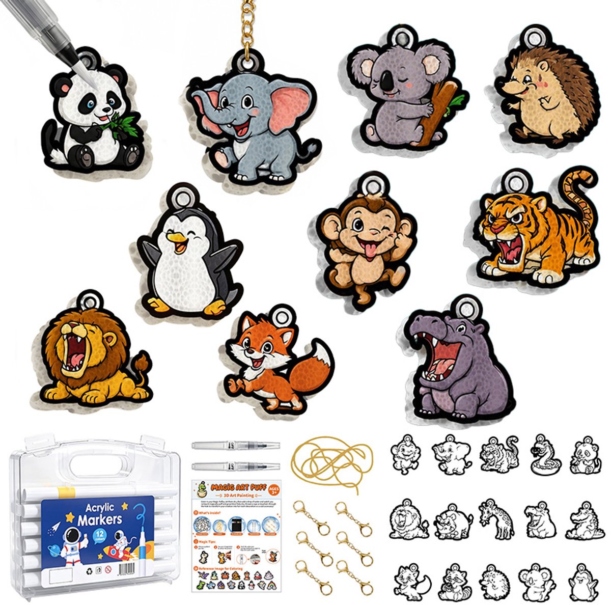 15-delige set voor magische, luchtige kunstschilderijen - DIY-knutselpakket - Set voor magisch schuimtextuur-schilderen, creatief cadeau, geschikt voor kinderen van 3, 4, 5 en 6 jaar