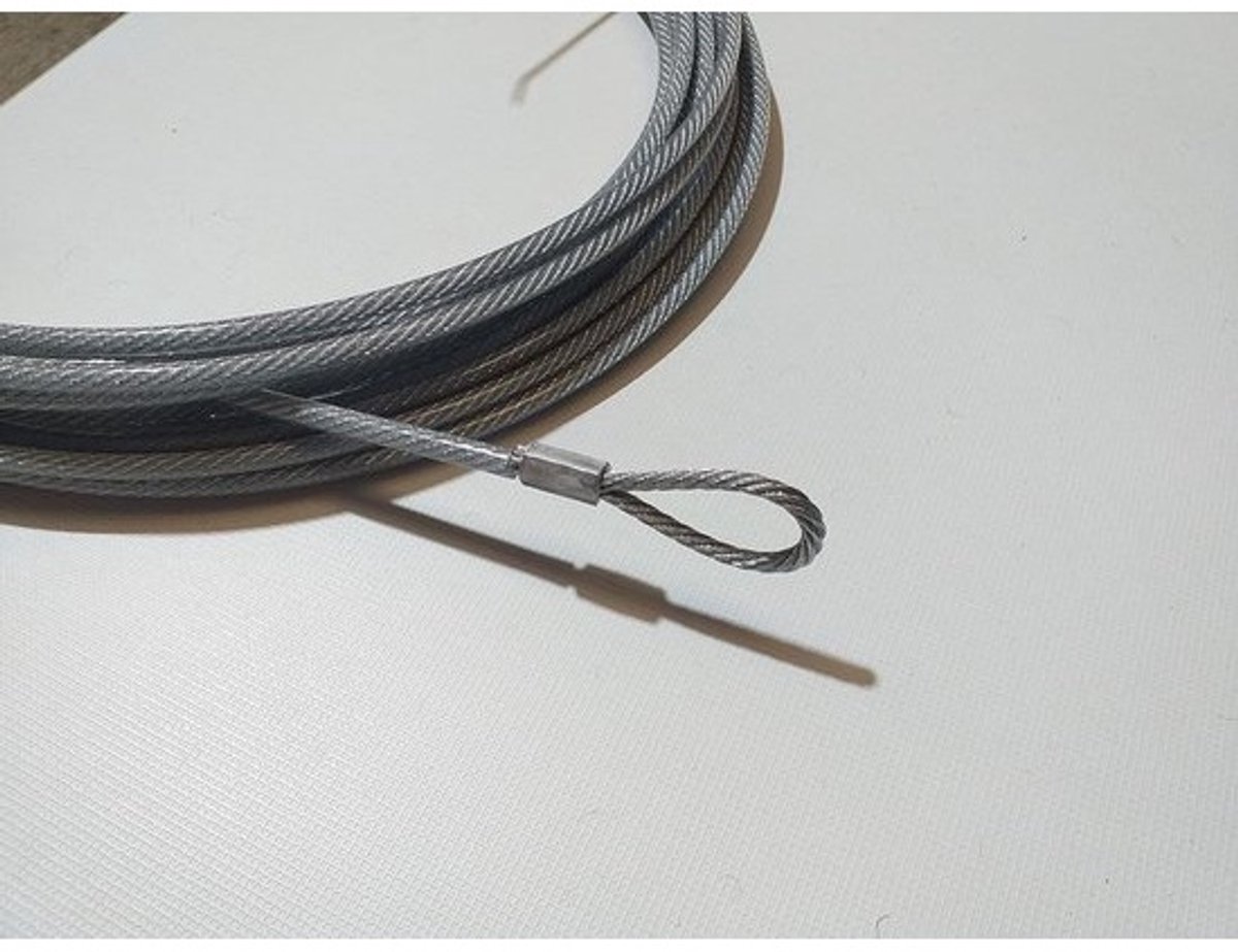 Volleybalnet Kabel - Reservekabel Spanner - Net Spannen - Verzinkt Geplastificeerd Staal - 13 Meter - Zwart