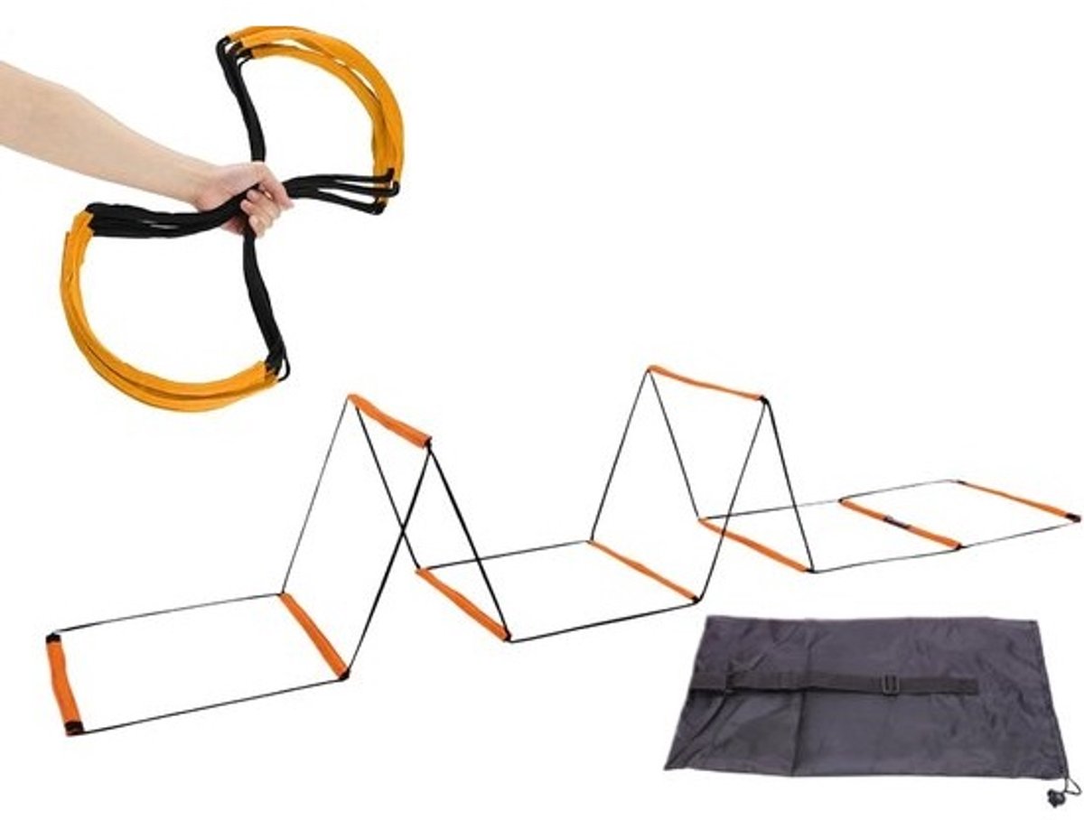 Behendigheidstrainer Ladder - Snelheidstrainer Voetbal - Sportprestaties Verbeteren - Duurzaam Koolstofstaal Frame - 403 x 219 x 101 cm - Geel