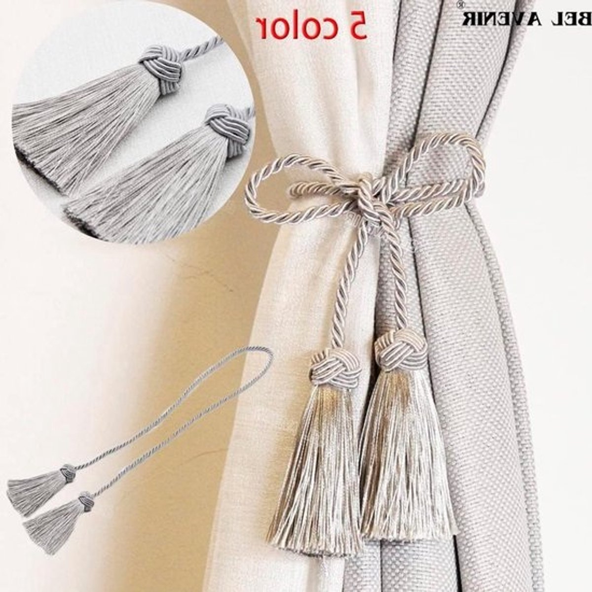 Gordijn Tieback - Gordijn Touw - Interieur Verfraaien - Handgemaakte Weving - 97cm Lengte - Wit