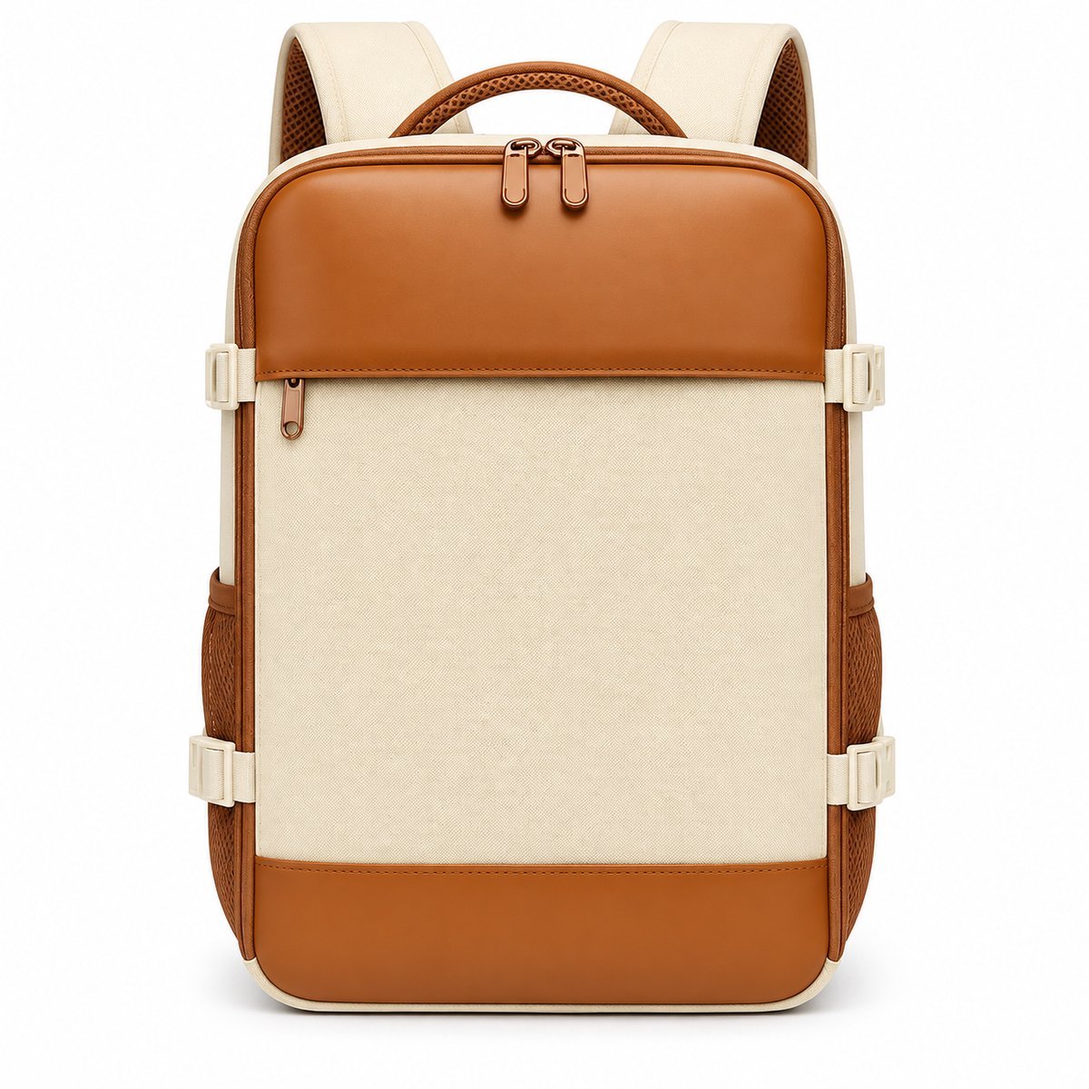 Reisgemak Reisrugzak met Laptopvak 15 inch - Trolleyband - Schooltas - Bruin