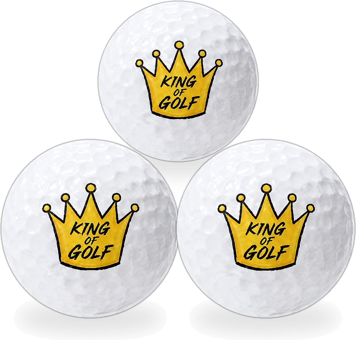 Golfballen King of Golf Goud - Golfer Golf Cadeau - 3 stuks - Wilson - Bedrukte Golfballen
