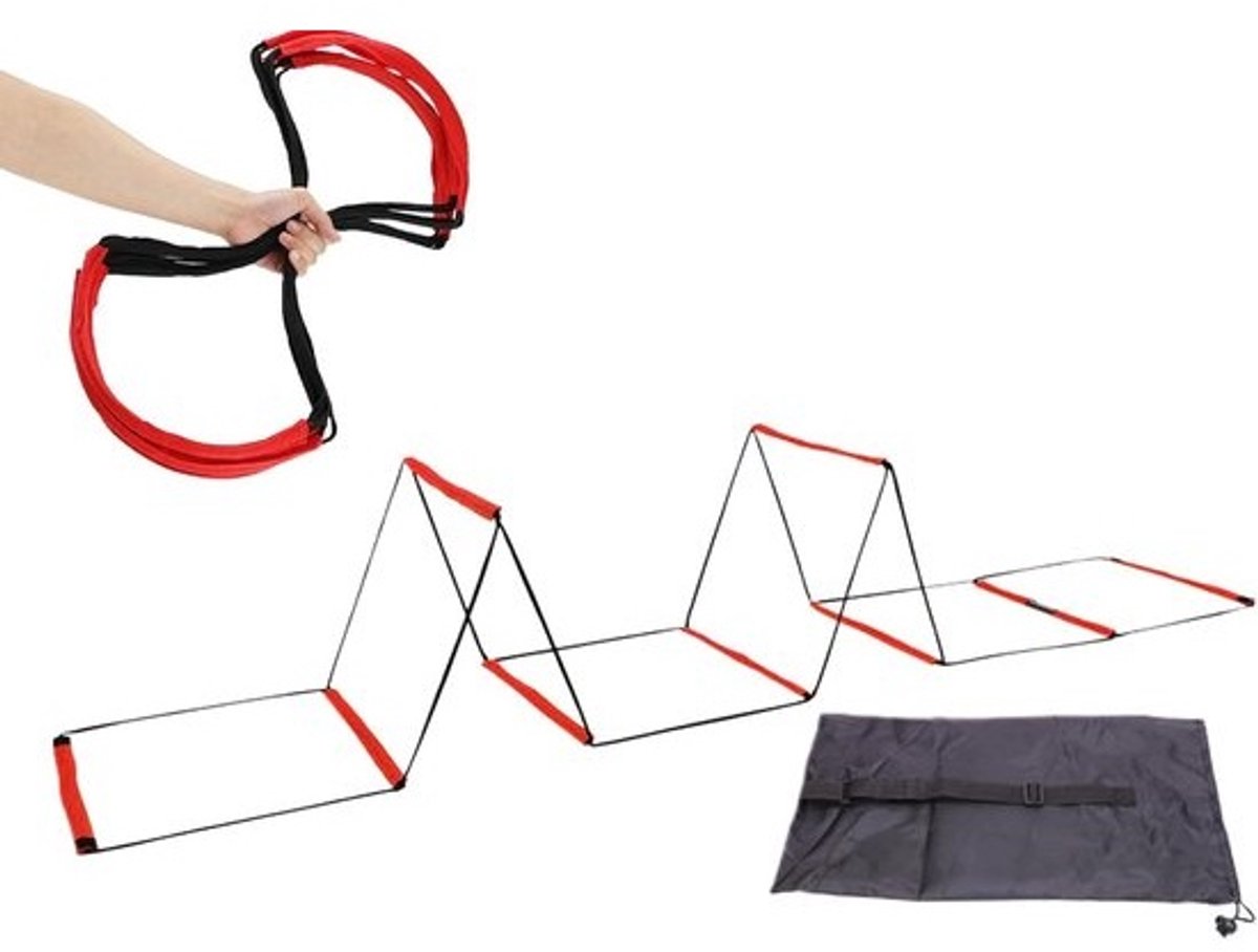 Oefenladder Behendigheid - Snelheidsladder Sport - Sportprestaties Verbeteren - Licht en Duurzaam - 42 x 42 x 42 cm - Rood