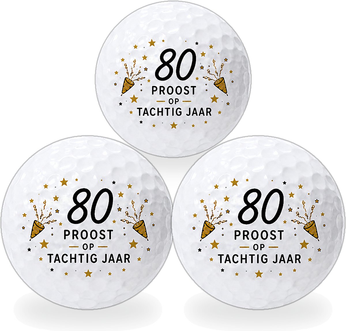 Wilson Golfballen 80 Jaar - Verjaardag Golf Cadeau - 3 stuks - Golfbal met Opdruk