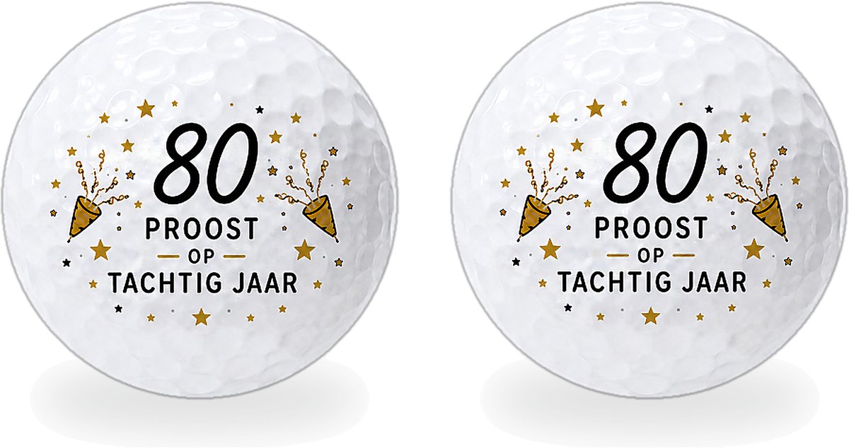 Wilson Golfballen 80 Jaar - Verjaardag Golf Cadeau - 2 stuks - Golfbal met Opdruk