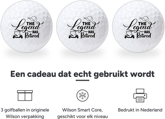 Wilson Golfballen Legend Retired - Pensioen Golf Cadeau - 3 stuks - Bedrukte Golfballen van Wilson — afbeelding 2