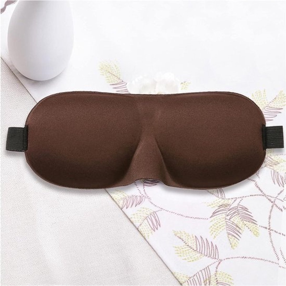 3D Slaapmasker - Blinddoek Reizen Oogmasker - Ontspannen Slapen - Verstelbare Pasvorm - 23.5cm x 9cm - Koffie