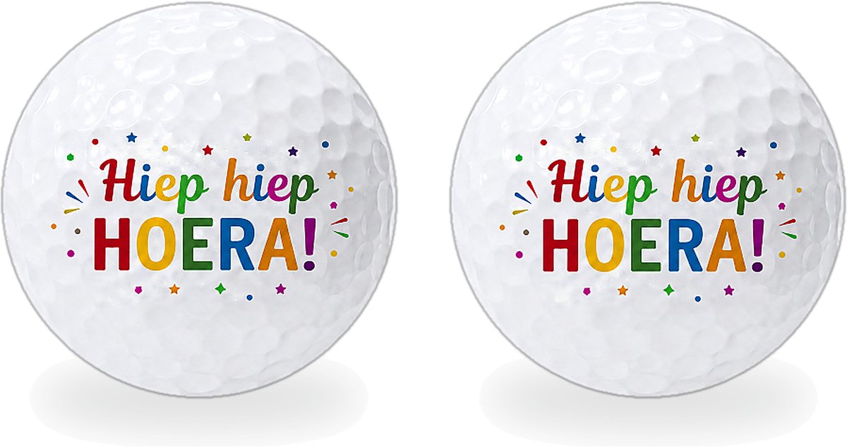 Golfballen Hiep Hiep Hoera Meerkleurig - Verjaardag Golf Cadeau - 2 stuks - Wilson - Bedrukte Golfballen