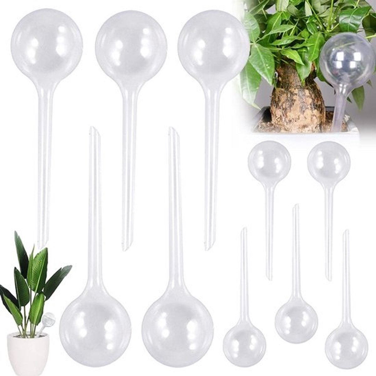 Watergevers Planten - Automatische Watergevers - Planten Water Geven - Zelfbewaterend Systeem - 10 Stuks - Transparant