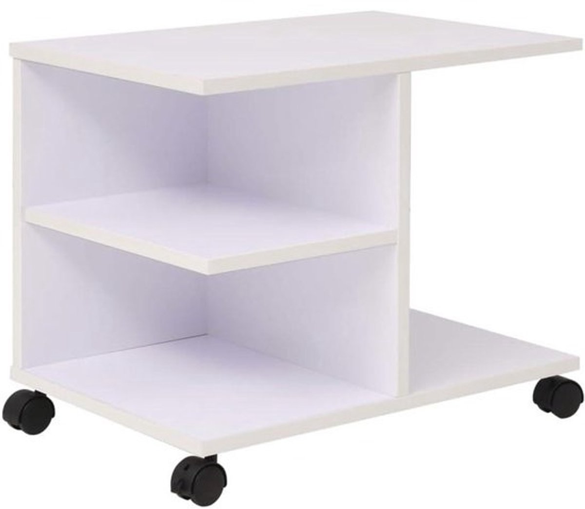 Moderne bijzettafel - Rolrek organizer - Ruimte organiseren - Met wieltjes - 50 x 35 x 42 cm - Wit