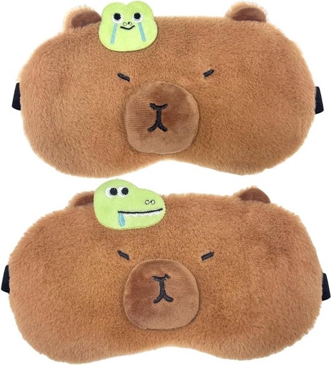 Oogmaskers Kinderen - Slaapmaskers Pluche - Rustig Slapen - Verstelbaar Elastiek - 2 Stuks - Capybara Design