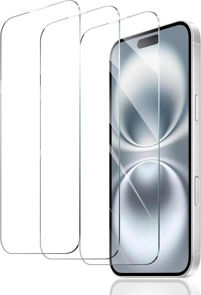 3 stuks beschermfolie voor iPhone 16 Plus/15 Plus/15 Pro Max, pantserbescherming glasfolie, displaybescherming, gehard glasfolie, pantserfolie, veiligheidsglas, 9H hardheid, displayfolie, HD helder