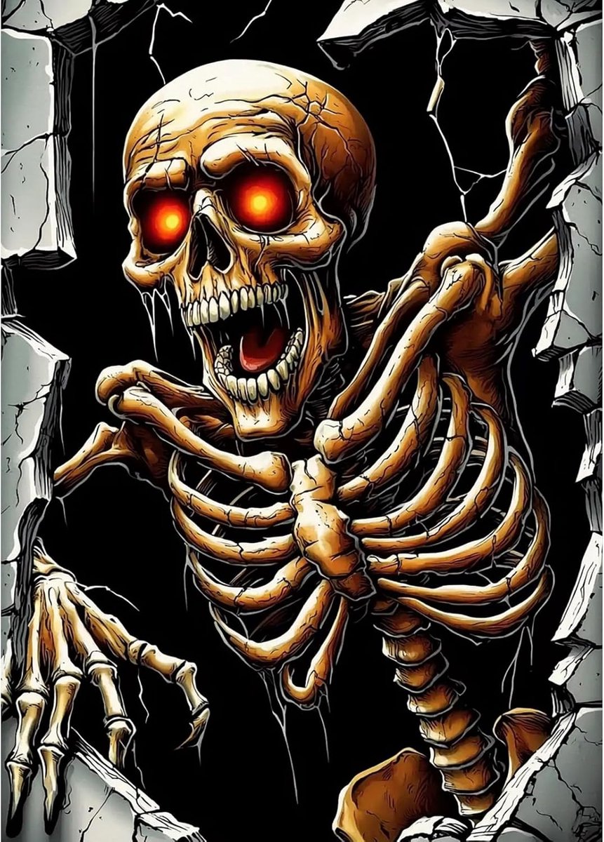 Skelet diamantschilderij, Halloween Diamond Painting Kit voor volwassenen, griezelige 5D ronde diamanten kunst borduurwerk complete set, muur slaapkamer decor 30 x 40 cm