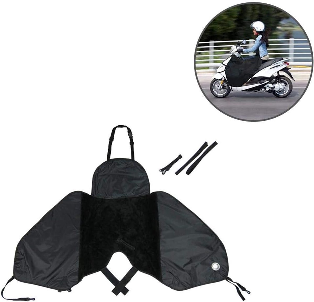 Beenbeschermers voor elektrische scooters - Winddichte hoezen - Winddichte en warme beenbeschermers - Windscherm - Winddicht schort - Regen- en winddichte beenbeschermers voor scootmobielen en elektrische scooters - Eén maat - Zwart – foto 5