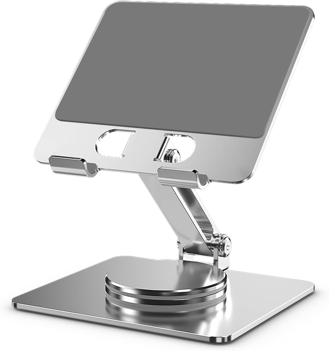 Aluminium,360 Graden Draaibaar,Verstelbaar voor Tablet, iPad, Mobiele Telefoon van 4 tot 14 inch (Zilver)